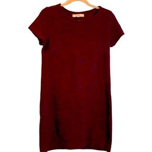 LOFT ss tweed dress. Burgundy with navy. S